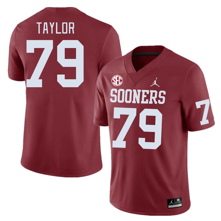 #79 Jake Taylor Oklahoma Sooners 2024 SEC Conference College Football Jerseys-Crimson